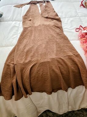 Brown Halter Midi Dress - Stylish Women’s Dress